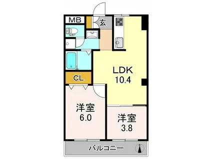 シャルム長吉(2LDK/3階)の間取り写真