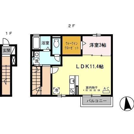 D-ROOM MS(1LDK/2階)の間取り写真