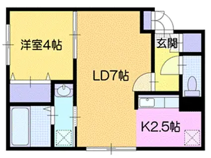 フェリーチェ新札幌(1LDK/4階)の間取り写真