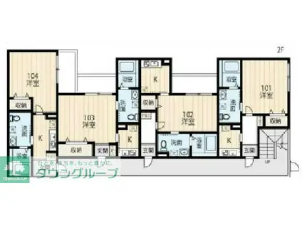 テラス・ソレイユ・ヤマト(1K/1階)の間取り写真