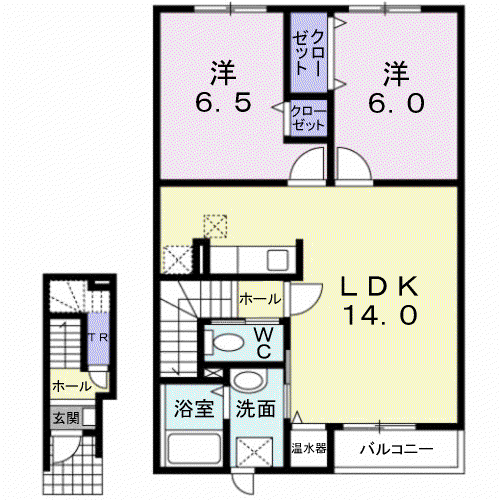 グレイス・柴田(2LDK/2階)の間取り写真