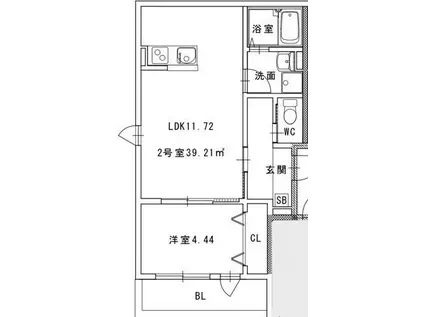 メゾンクレール長嶺南(1LDK/1階)の間取り写真