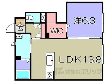 ガーデンプレイス(1LDK/1階)の間取り写真