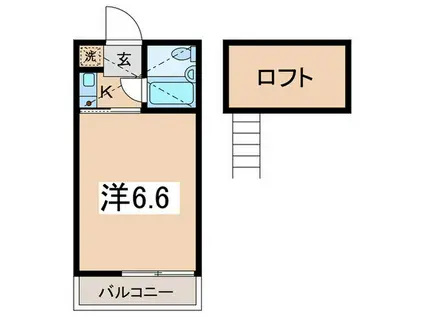 鎌谷町パレスI(1K/2階)の間取り写真