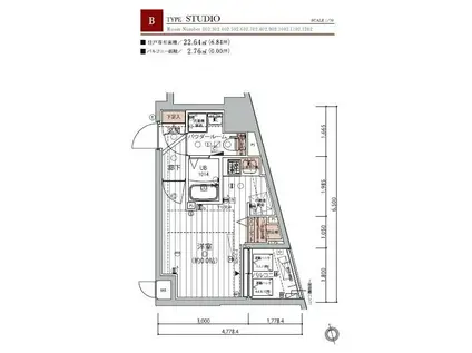 メインステージ北千住II(ワンルーム/7階)の間取り写真