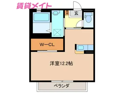グランメール(ワンルーム/2階)の間取り写真