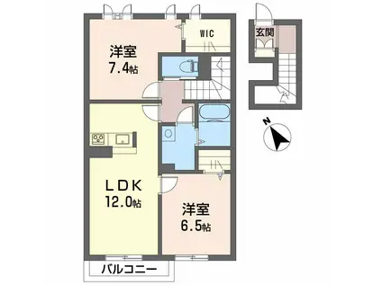 レジデンスTAKAO(2LDK/2階)の間取り写真