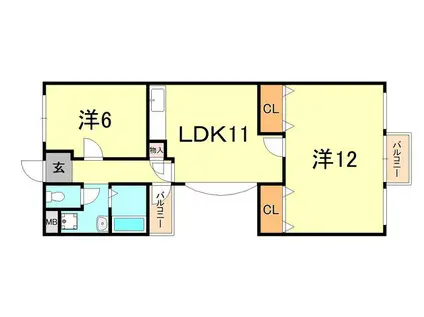 サンヒルズ芦屋Ⅰ(2LDK/4階)の間取り写真