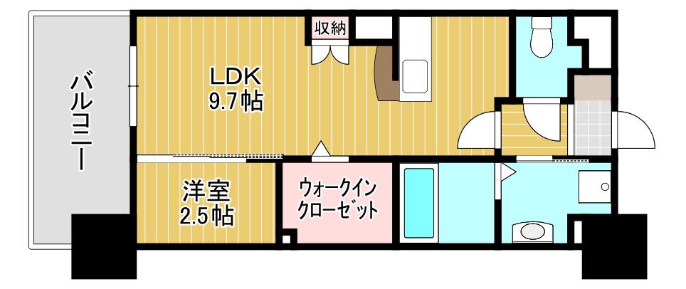 グランヒルズ三萩野(1LDK/2階)の間取り写真