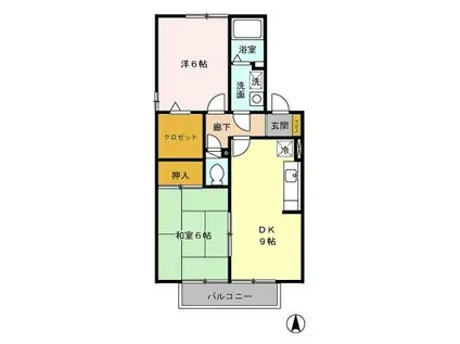 セジュール・アヴニール(2DK/2階)の間取り写真