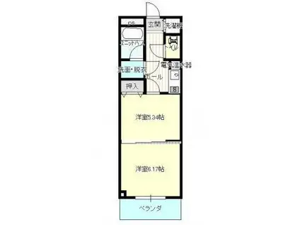 ロイヤルスミス(2K/2階)の間取り写真