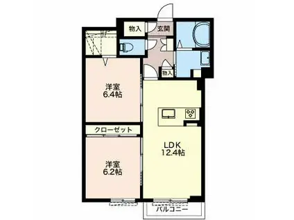 オレンジ・フィールズ(2LDK/1階)の間取り写真