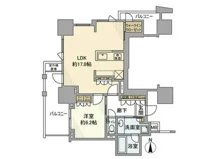 プラウドタワー名駅(1LDK/18階)の間取り写真