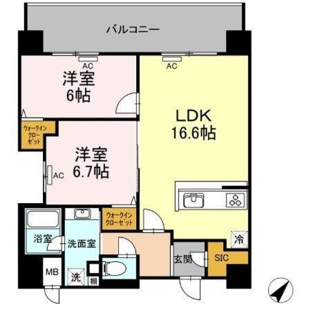 ALOFTII(2LDK/7階)の間取り写真