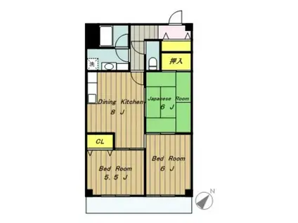 シャトーライフ相模原(3DK/6階)の間取り写真