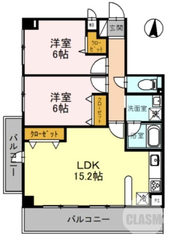 フレア・ブローリー(2LDK/2階)の間取り写真