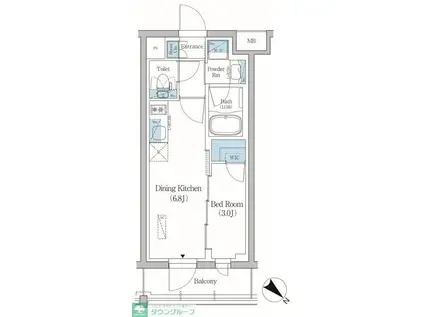 プライムブリス品川旗の台(1DK/2階)の間取り写真