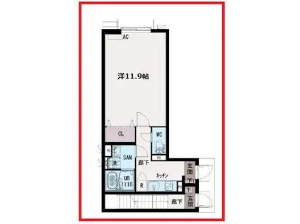 イクシオ江北(1K/1階)の間取り写真