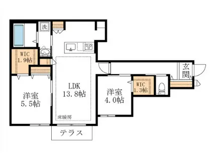 へーベルメゾン平井(2LDK/1階)の間取り写真