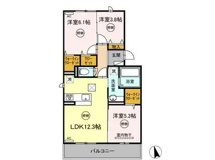 AZLIE(3LDK/2階)の間取り写真