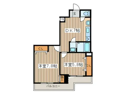 ドリーム21(2DK/2階)の間取り写真