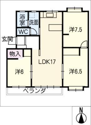 本地ヶ原11棟(3LDK/4階)の間取り写真