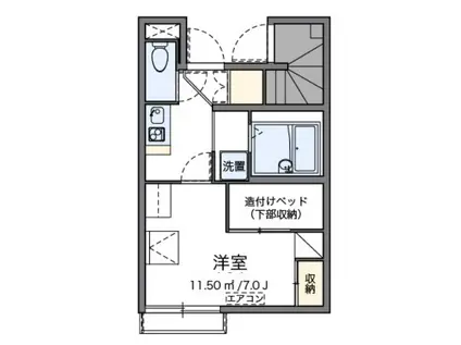 フォーチュン21(1K/1階)の間取り写真