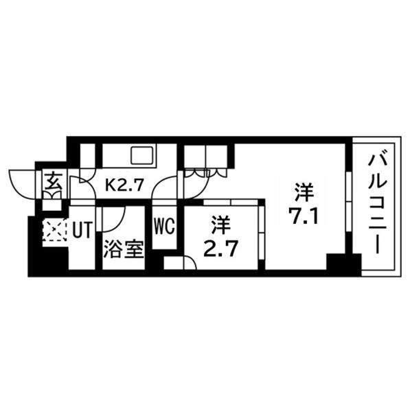 ウエリスアーバン守口(2K/6階)の間取り写真