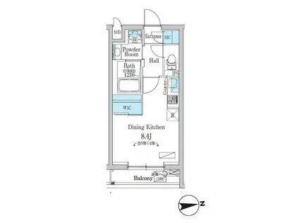デュオフラッツ千歳船橋(1K/1階)の間取り写真