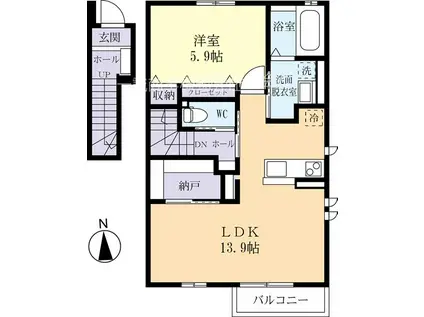 メゾン・ド・セリシエII(1LDK/2階)の間取り写真
