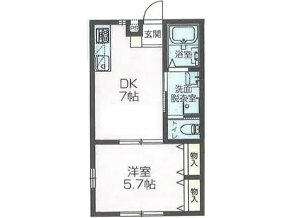 CRESTII(1DK/2階)の間取り写真