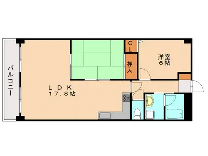 ネオヒルズ大原(2LDK/2階)の間取り写真