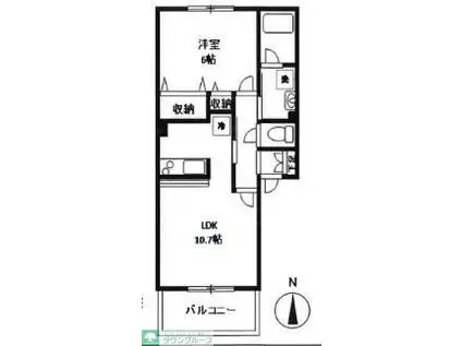 ウエストコンセルト(1LDK/2階)の間取り写真