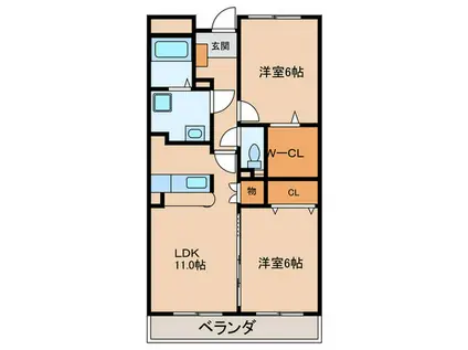 レスポワール三和(2LDK/2階)の間取り写真