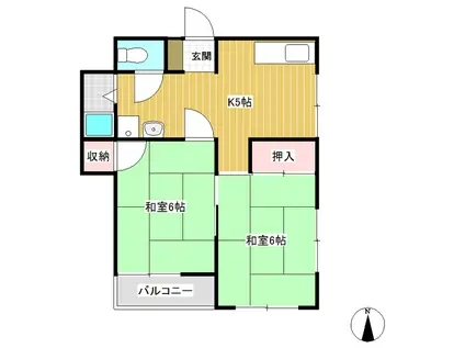 須江マンション(2K/3階)の間取り写真