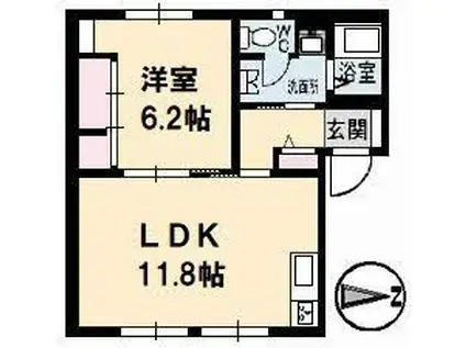 フレグランス京町(1LDK/1階)の間取り写真