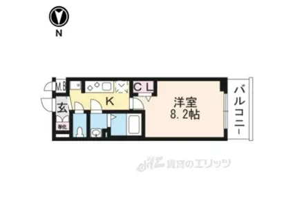 プレサンス THE KYOTO 東福寺 ウエスト(1K/4階)の間取り写真