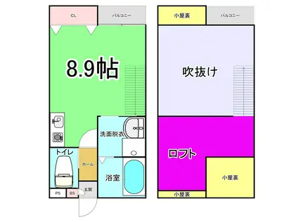 L.Aヴィラ大津(ワンルーム/2階)の間取り写真