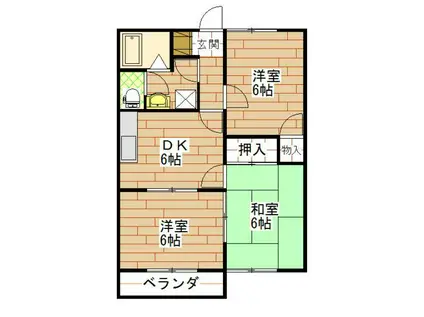 ハイツ喜多方(3DK/1階)の間取り写真