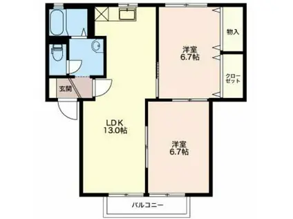 リバーサイド駒B(2LDK/1階)の間取り写真