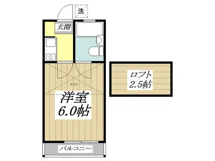 ヴィラフローラ(1K/1階)の間取り写真