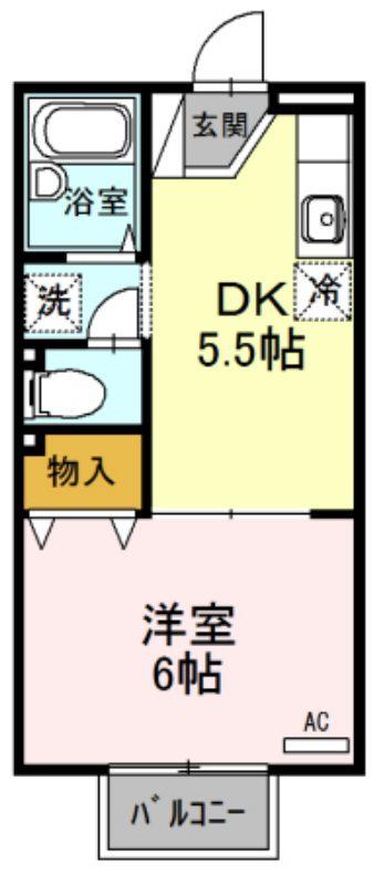 ロイヤルハイツII(1DK/1階)の間取り写真