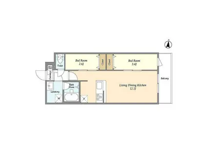アルファコート梅島(2LDK/2階)の間取り写真