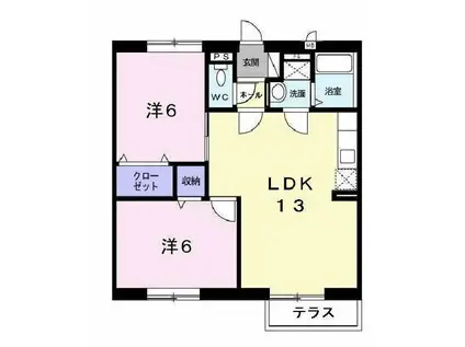 エスポワールドミールB(2LDK/1階)の間取り写真