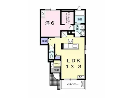 ノーブル グラス II(1LDK/1階)の間取り写真