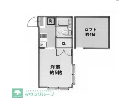 ヒルトップ若宮(1K/2階)の間取り写真