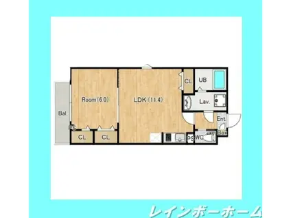 ジーメゾン我孫子青山台(1LDK/2階)の間取り写真