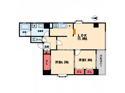 GIZA堀江公園(2LDK/8階)の間取り写真