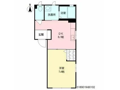 ヴェルジェ  B棟(1DK/1階)の間取り写真