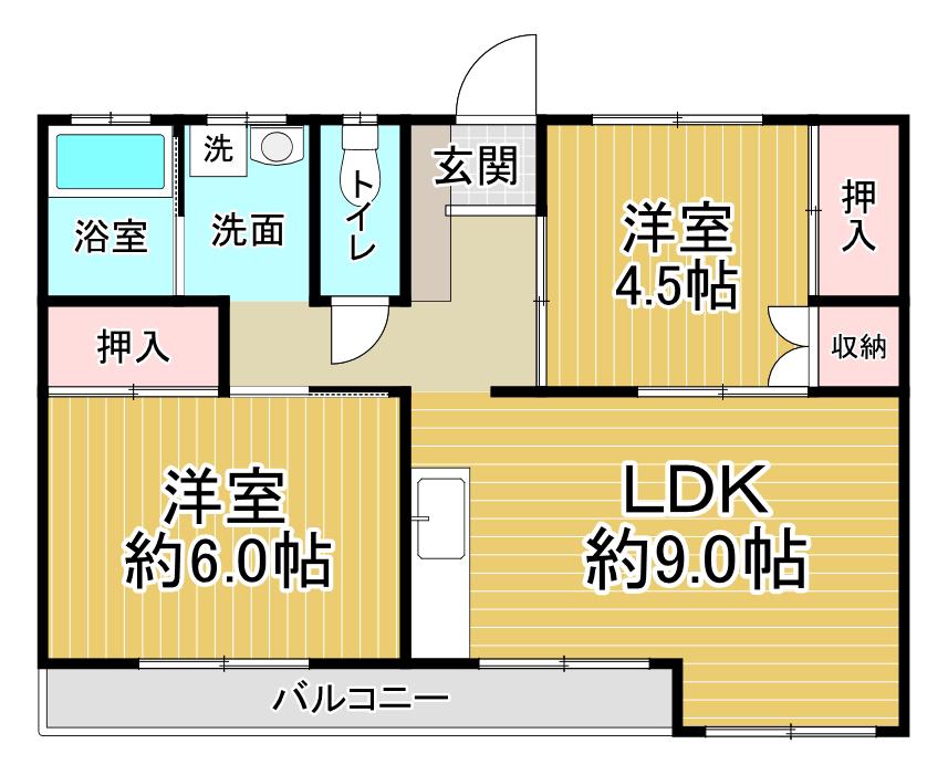 第1今井ビル(2DK/3階)の間取り写真